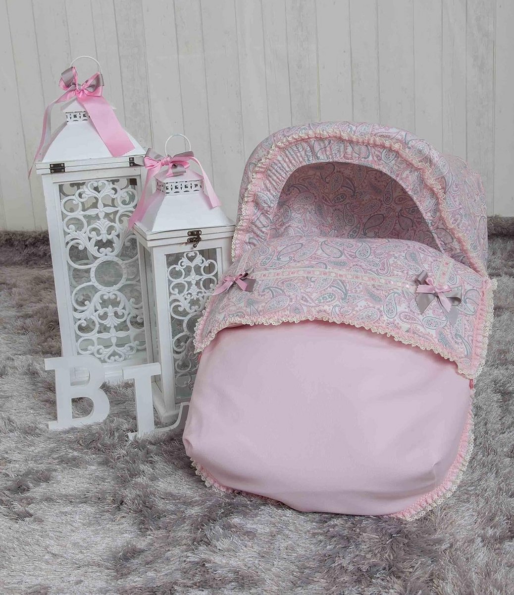 Voetenzak voor baby's groep 0 lente en winter roze katoen
