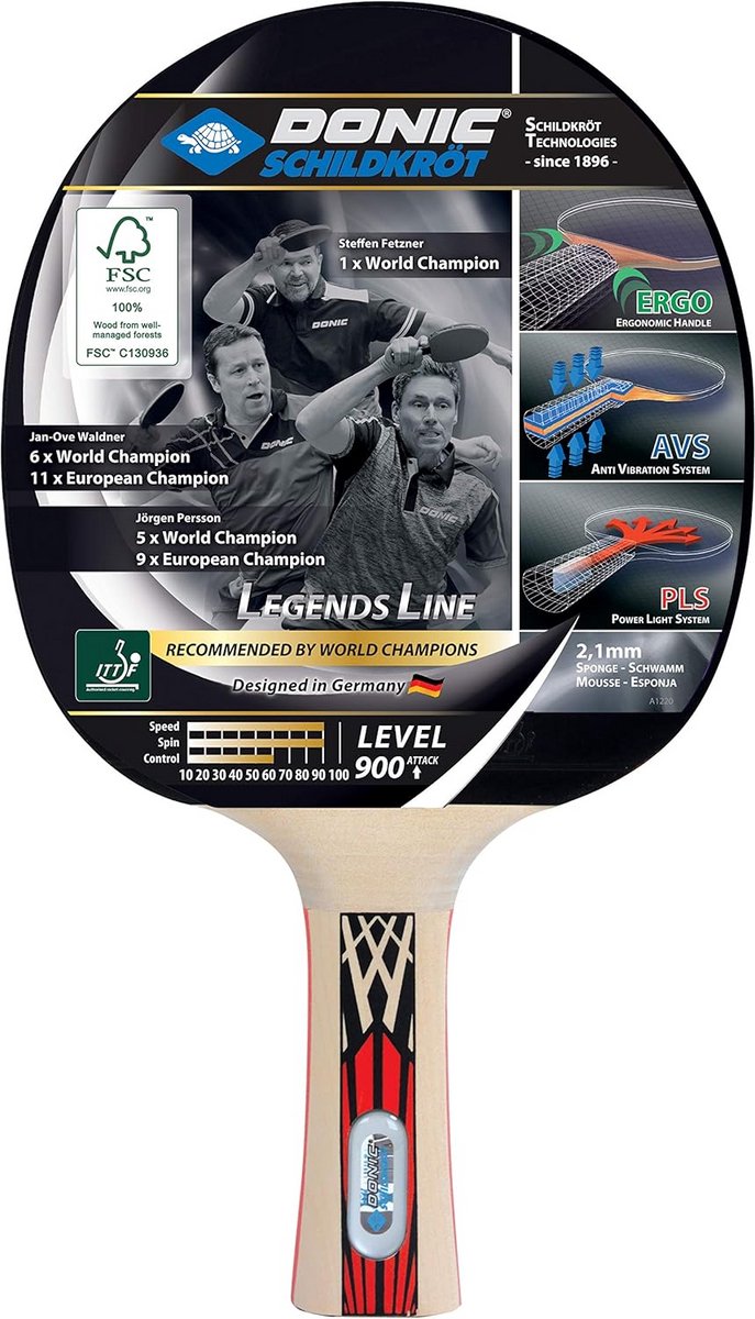 Tafeltennisbatje met 2.1mm Spons en Hoge Spin - FSC Hout