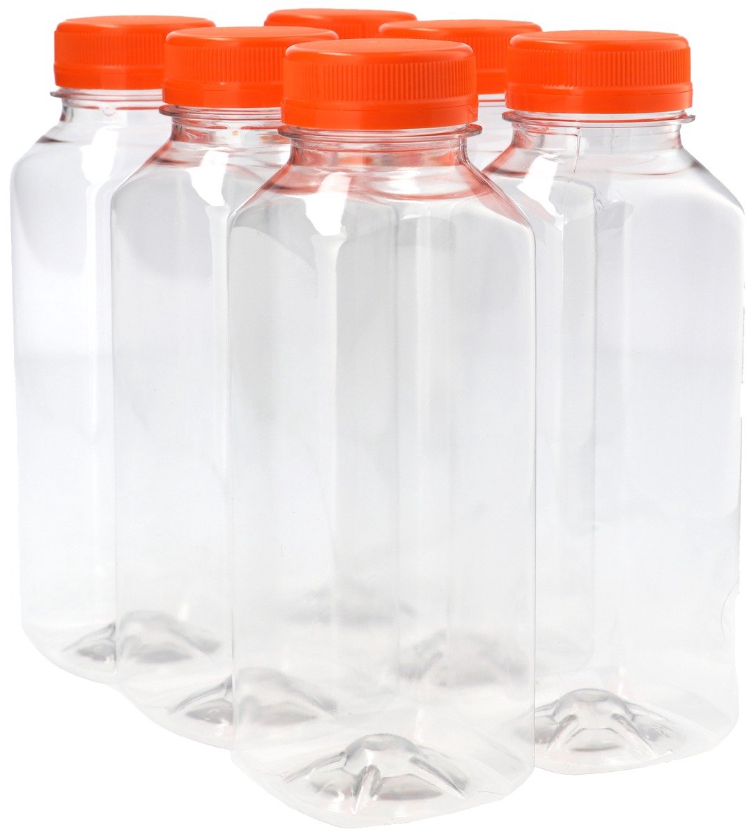 60 x Sapfles Plastic 330 ml - Vierkant - PET Flessen met Dop oranje- PET Kunststof BPA-vrij - Plastic Flessen Navulbaar - Met Dop - Lege Flessen - 60 stuks