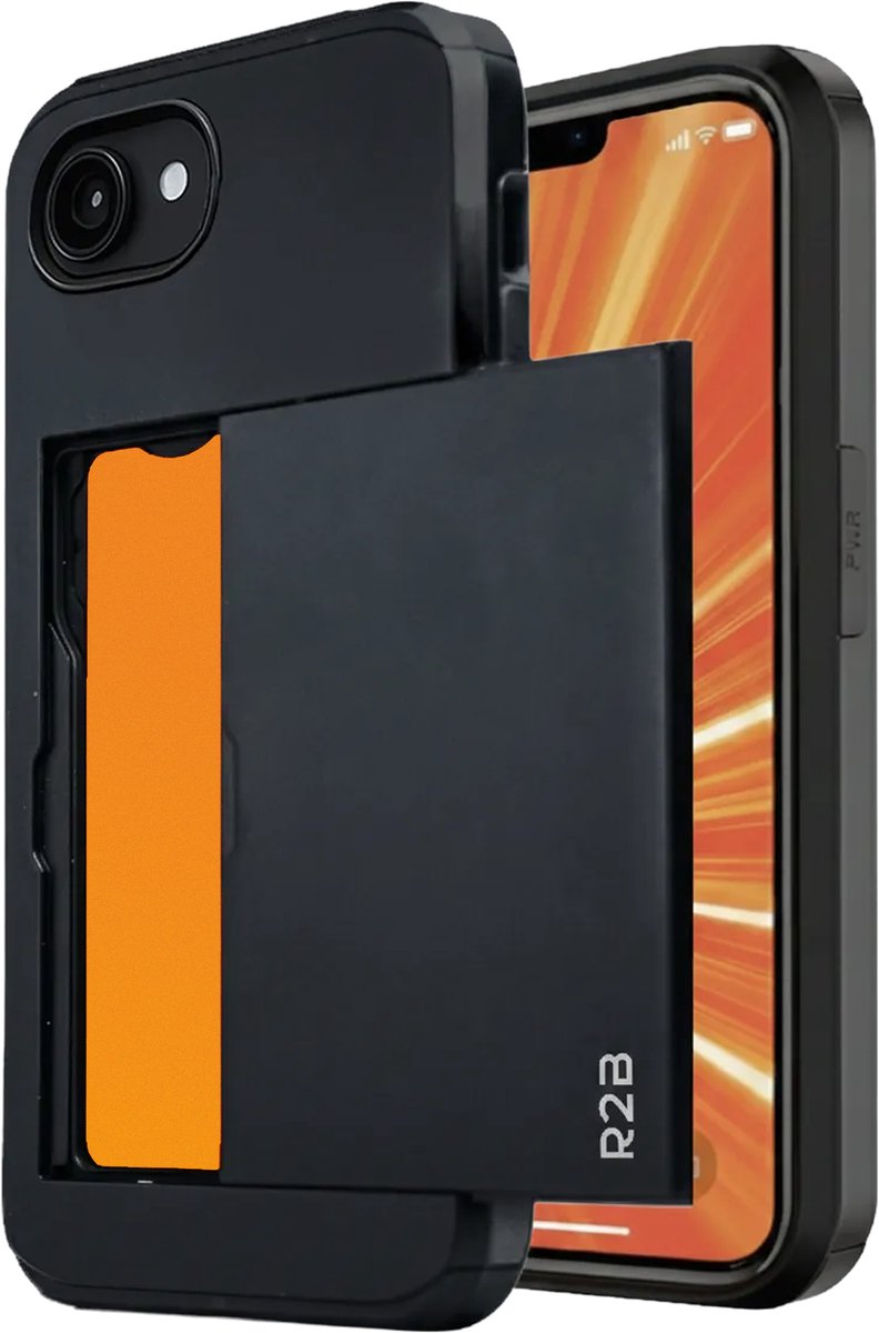 R2B Hoesje geschikt voor iPhone 17e met Pasjeshouder - 3 Pasjes - Screenprotector - Telefoonhoesjes - Gsm Hoesje - Phone Case - Model Utrecht