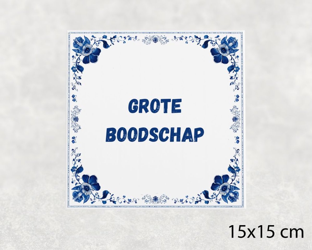 Spreuk tegel 15x15 cm Grote boodschap