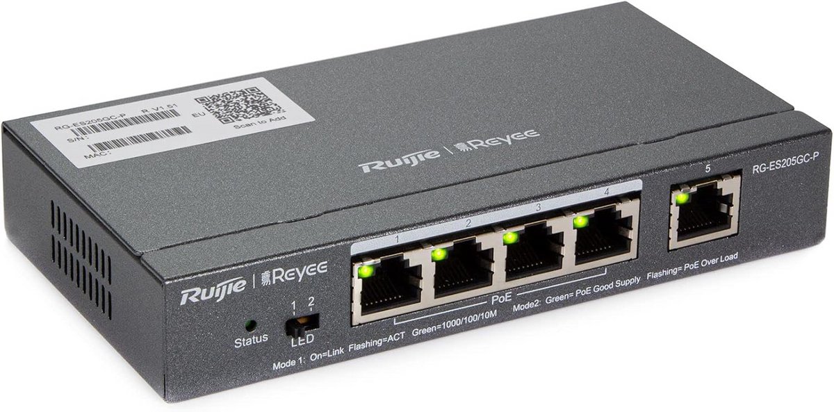 Managed 5-Poorten Gigabit PoE Switch - Betrouwbaar Netwerkbeheer