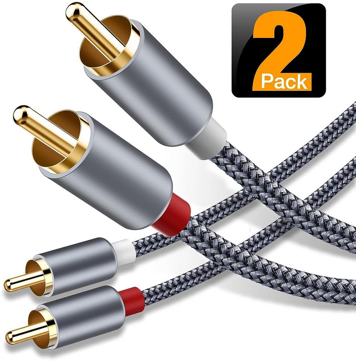 2-Pack RCA Stereo Audiokabel 120cm - Hoge Kwaliteit Hifi Geluid voor Thuisbioscoop en Versterkers