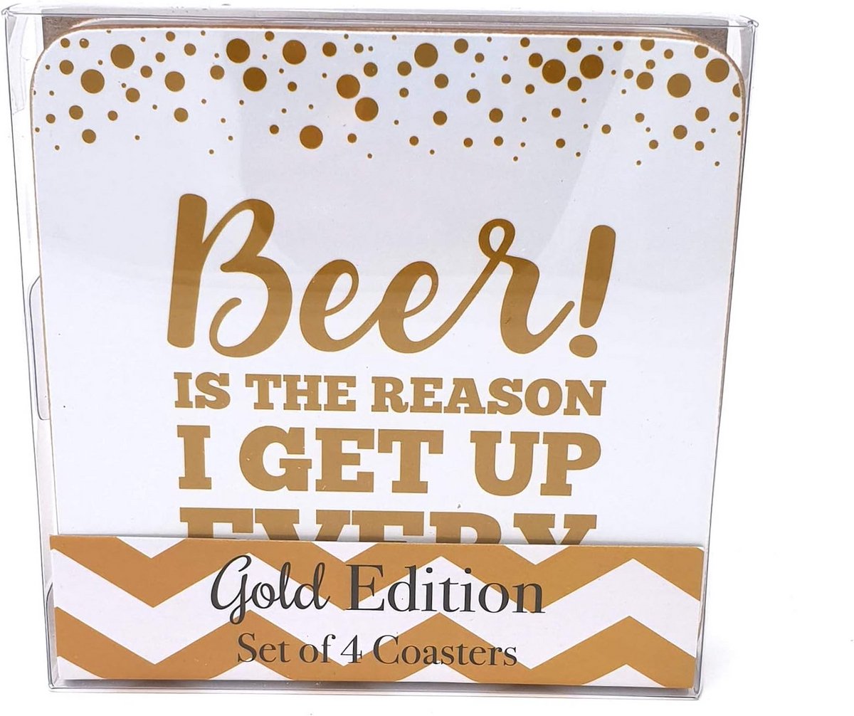 Set van 4 Bier Onderzetters met Goud Detail - Hittebestendig