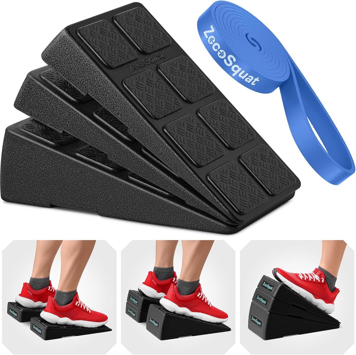 Set van 3 Squat Wiggen voor Kuitstretching en Oefeningen