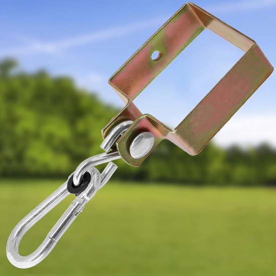 Connex Schommelhaak Met Manchet En Karabijn – 90x90 Mm – 200 Kg Draagkracht – Verzinkt – Voor Hangmatten En Schommels