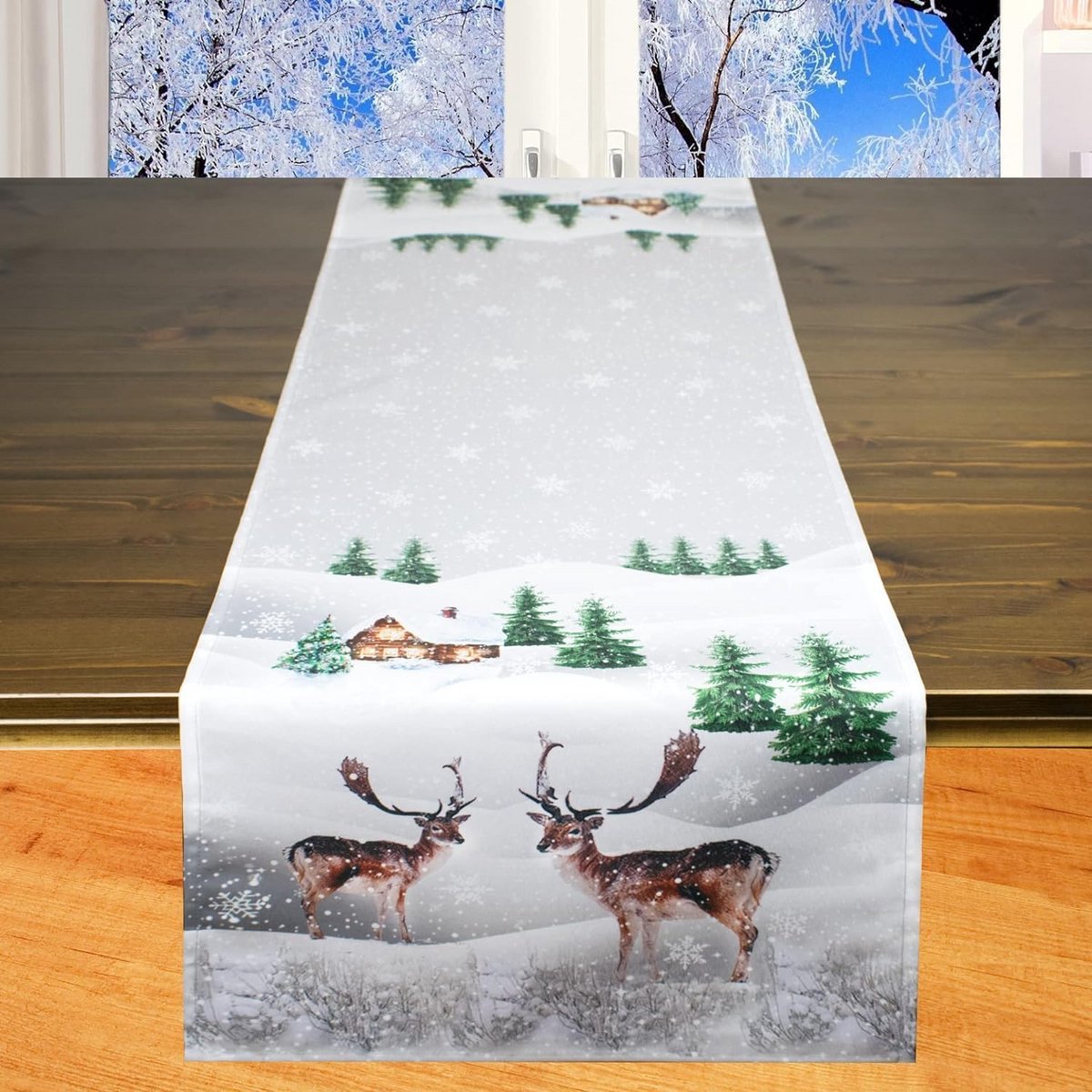 Tafelloper met Hertenmotief voor Eettafel - Herfst, Winter en Kerstdecoratie