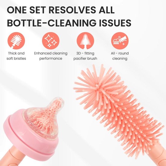 6-in-1 Draagbare Babyflesborstel Set met Siliconen Borstel en Rietjesreiniger — afbeelding 2