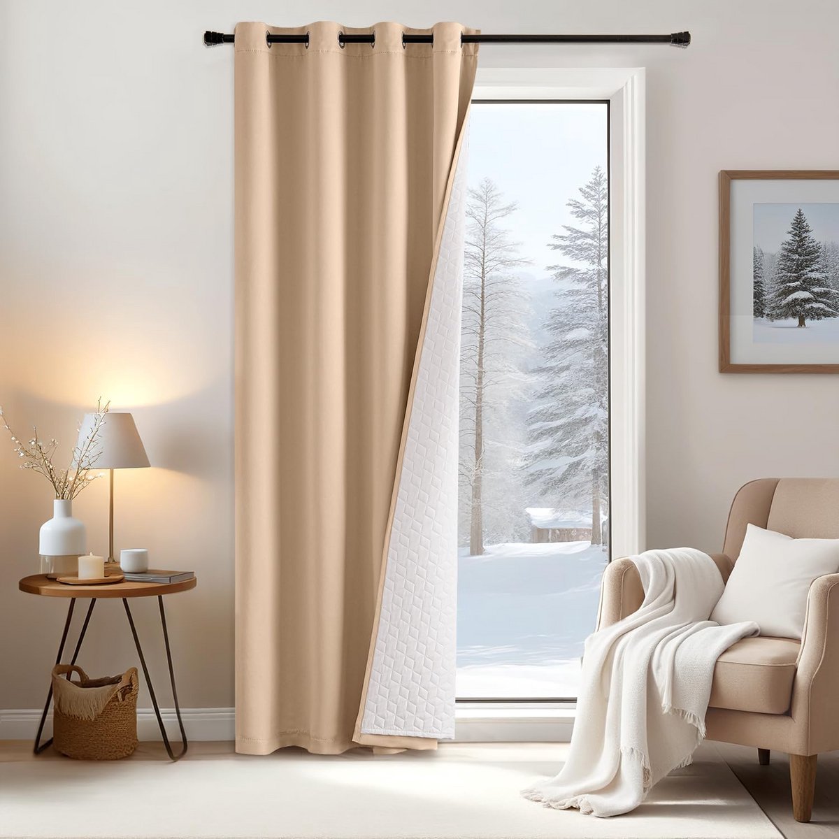 Verduisterend Thermogordijn Zwart Dubbellaags - Warmte en Koude Isolatie - 260x132 cm