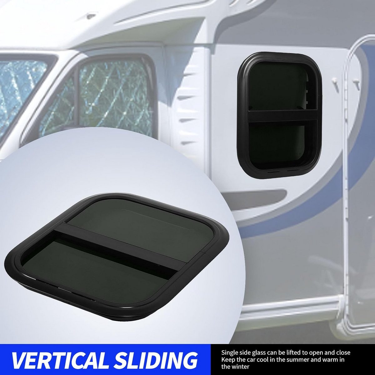 Schuifraam Caravan en Camper - Getint Veiligheidsglas met Hor - Waterdicht Vervangingsraam