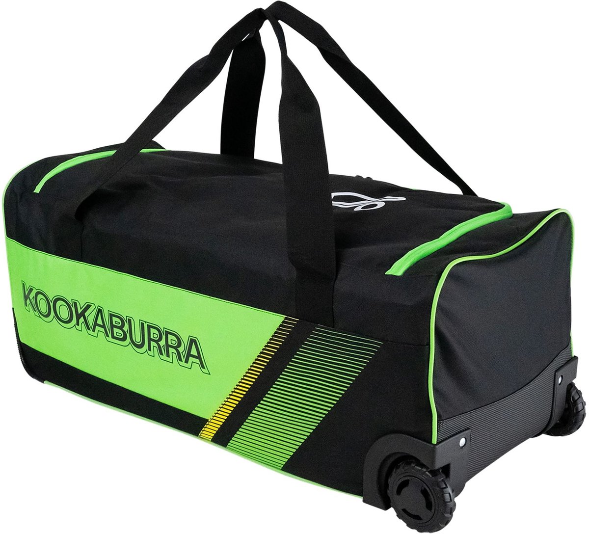 Kookaburra cricket tas 9500 Wheelie Bag zwart groen junior sporttas.
