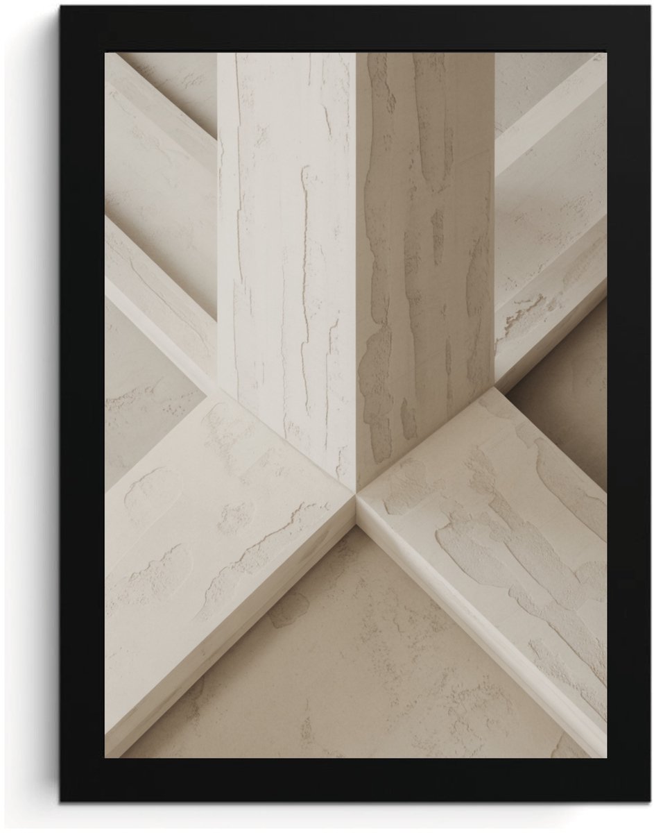 Beige Abstract Muurkunst, A4 fotolijst, Moderne Architectuur Print, Hoge Resolutie, MDF Frame, Acrylglas, Wall Art, Decoratieve Kunst