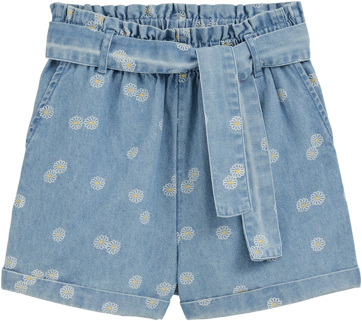 WE Fashion Meisjes high rise denim short met print