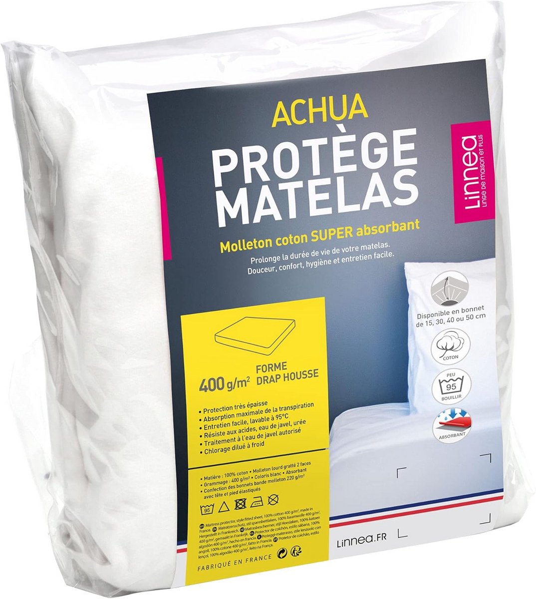 Matrasbeschermer 80 x 200 cm Molton 100% Katoen 400 g/m2 Spanhoogte 40 cm