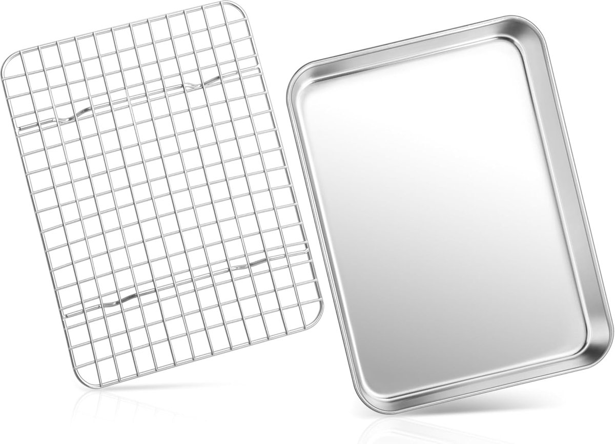 Baking tray met cooling grid - 26.5 x 20.5 x 2.5 cm - ovenaccessoire