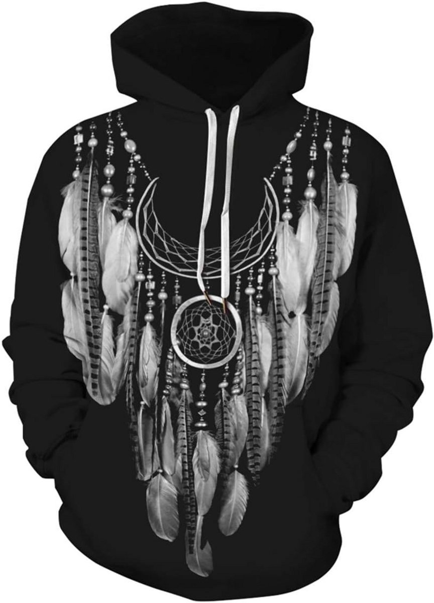 Heren Hoodie met Digitale Print en Kangoeroezak - Lange Mouwen Sweatshirt