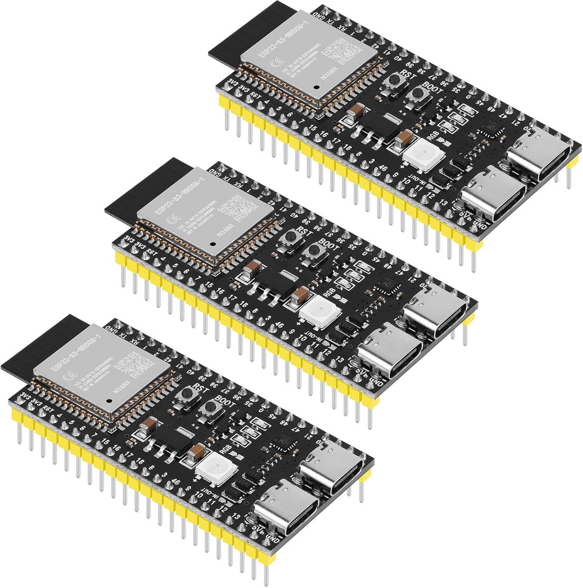 3-pack Ontwikkelingsboard voor ESP32-S3 Dual-Core WiFi & Bluetooth 5.0 Module - Programmeerbare Microcontroller met Dubbele Type-C Poort