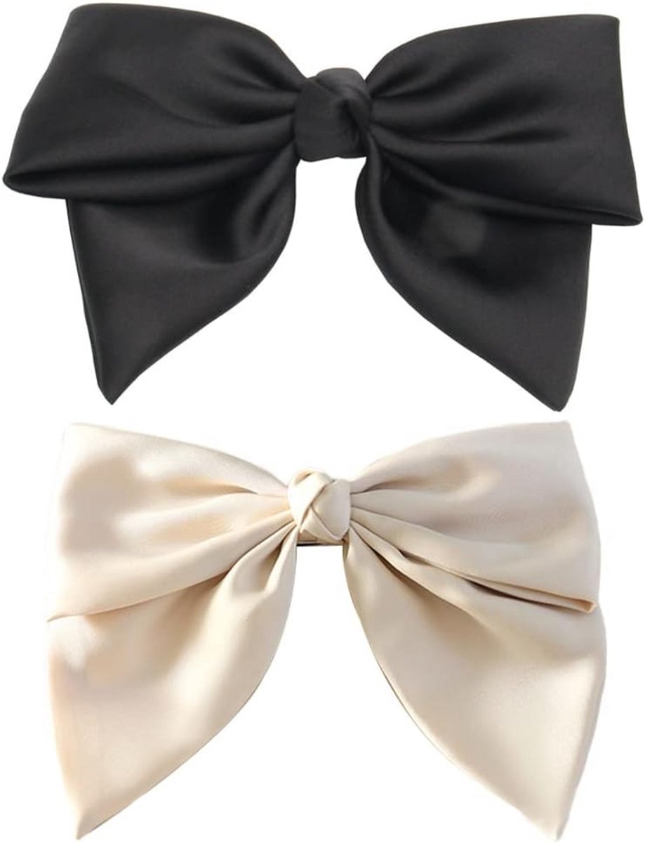 Set van 2 dameshaarspelden met strik - zwart en beige