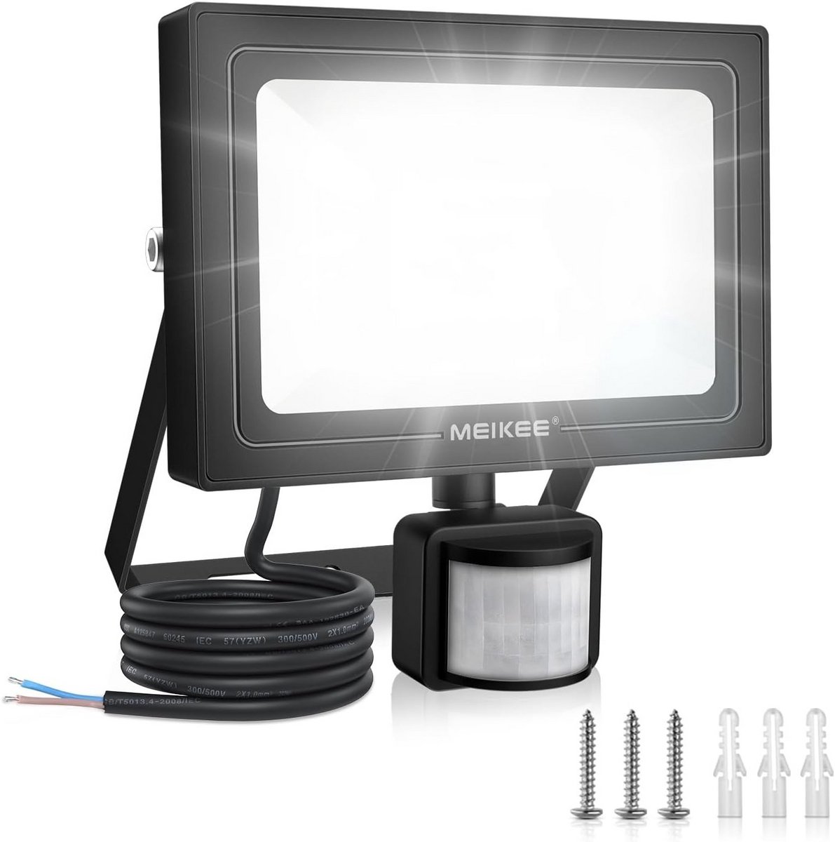 LED-schijnwerper 15W met PIR-bewegingssensor, 1200 lumen, 6500K daglichtwit, IP66 waterdicht, voor buiten