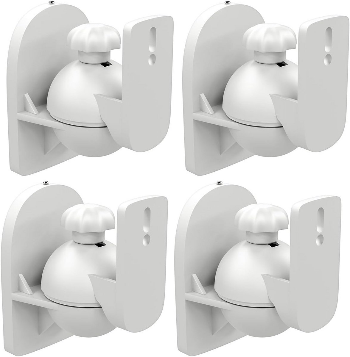 4x Universele Luidspreker Muurbeugel - Draaibaar & Kantelbaar tot 3,5 Kg - Wit