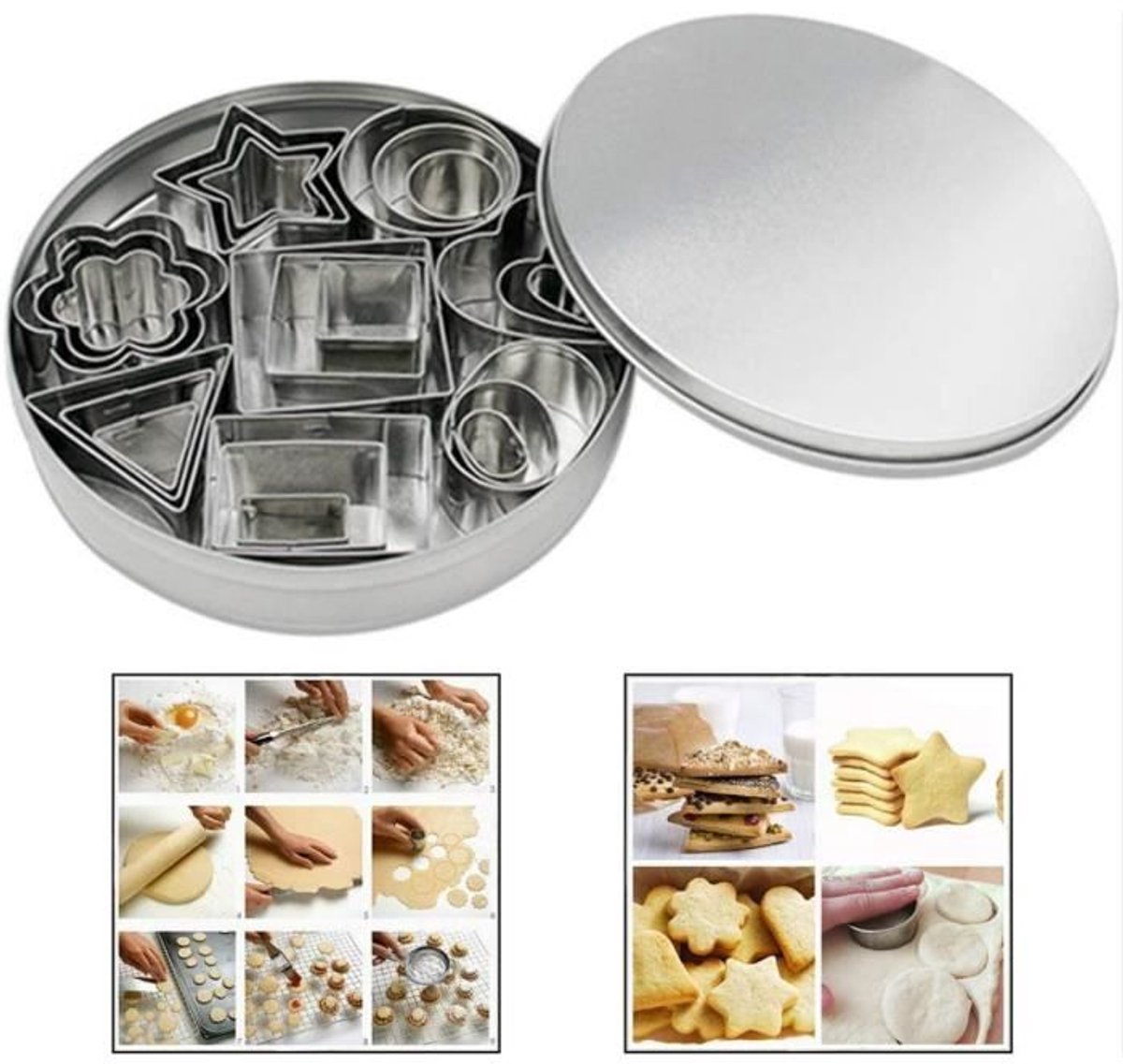 Koekjesvormenset - Roestvrij staal - 3D-design - Vaatwasmachinebestendig - 1 set