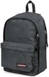 Donkergrijze rugzak met een voorvak en een Eastpak logo.