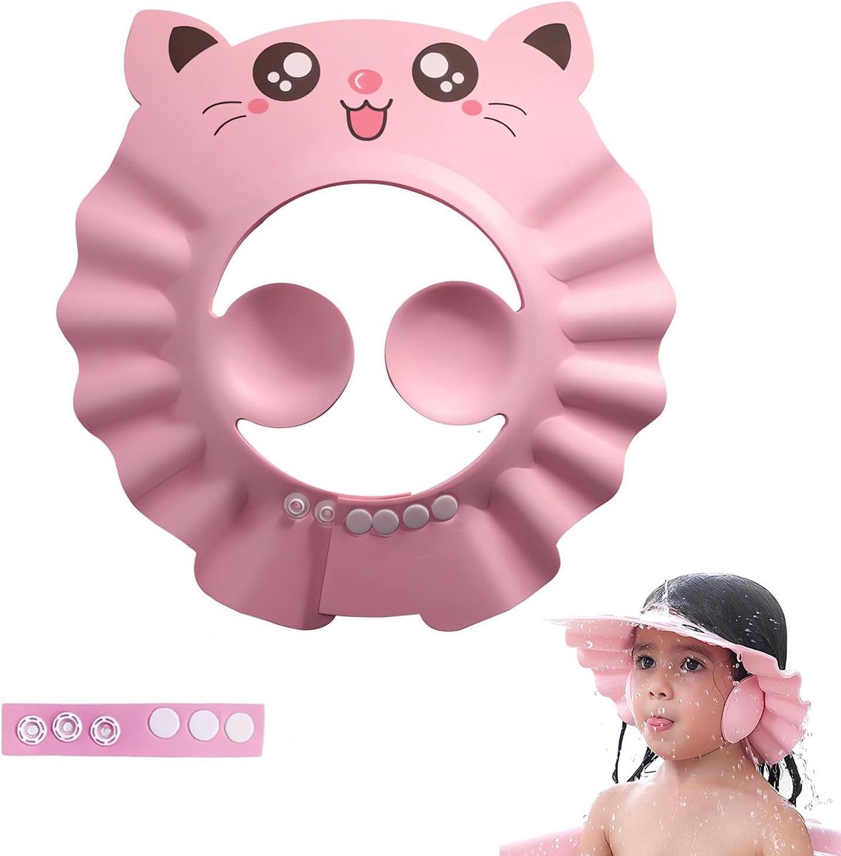 Douchemuts haarwassen kinderbescherming roze waterdichte pet baby 6 maanden