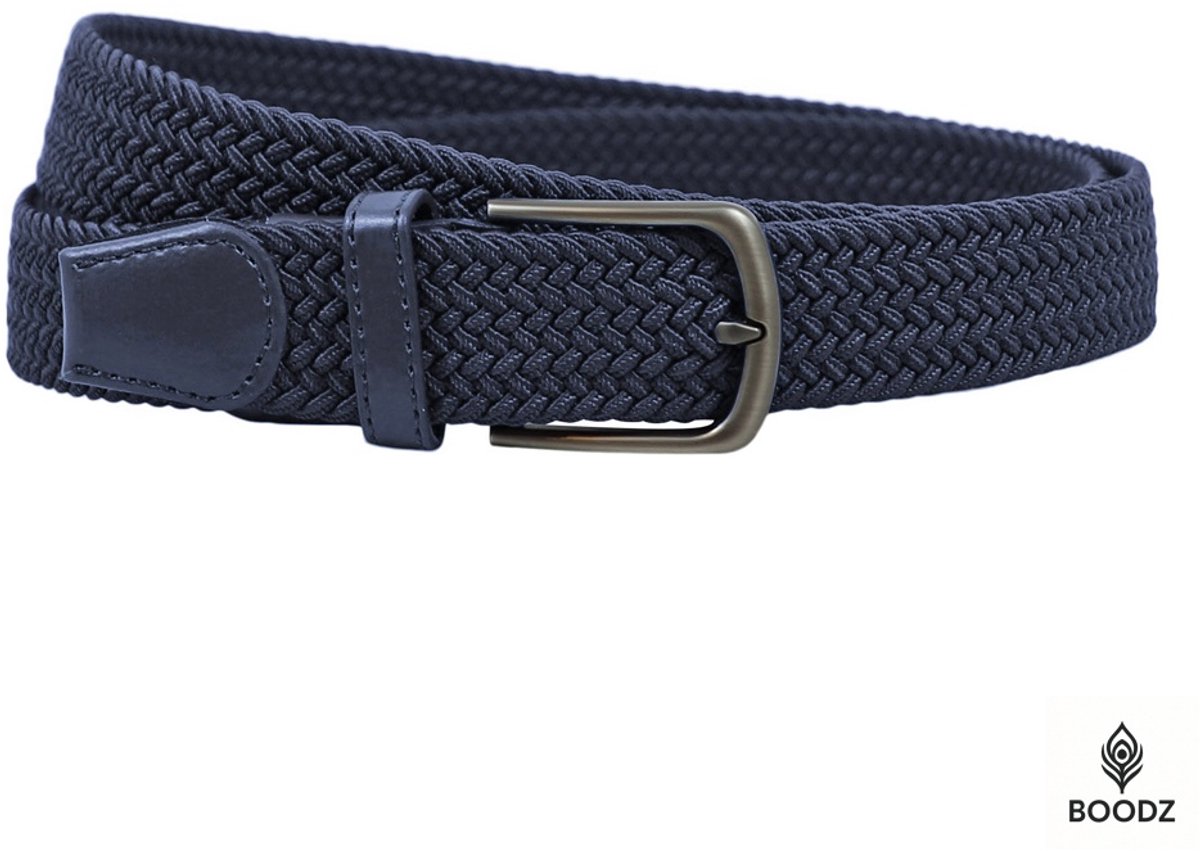 Boodz Gevlochten Elastische Riem Blauw | Maat