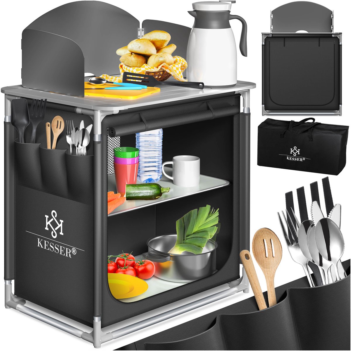 KESSER® Campingkeuken Opvouwbaar - Campingkast inclusief Opbergtas - Kampeerkeuken Kampeerkast