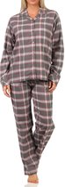 Dames flanellen pyjama plaid met knoopsluiting en overhemdkraag - 222 201 15 851