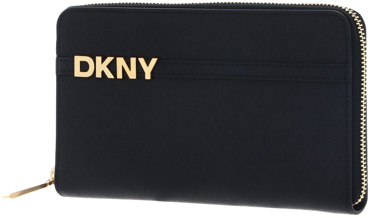 DKNY portemonnee Avril Zip Around Wallet Blk / Gold zwart