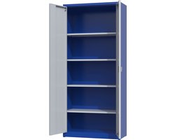 Archiefkast met slot - Metalen opbergkast - 180x80x38 cm - Blauw/grijs