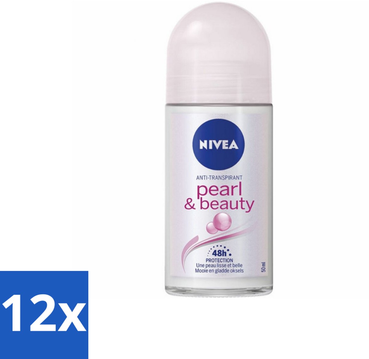 Nivea – Deodorant Roller – Pearl & Beauty – 50 ml - Voordeelverpakking - 12 stuks