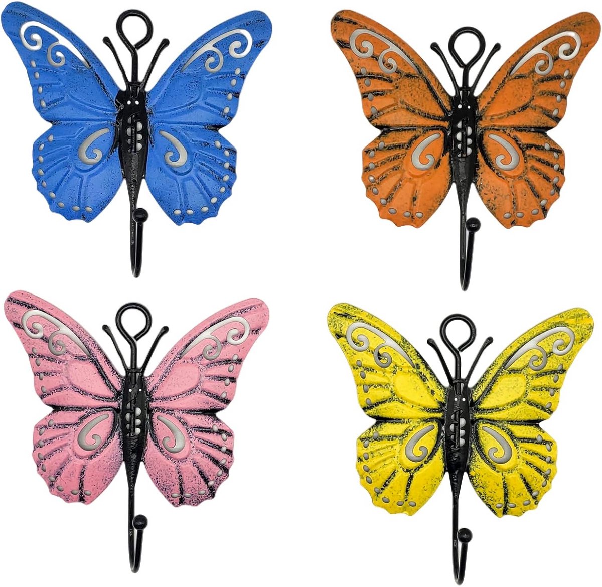 Set van 4 Decoratieve Vlinder Wandhaken voor Jassen en Handdoeken