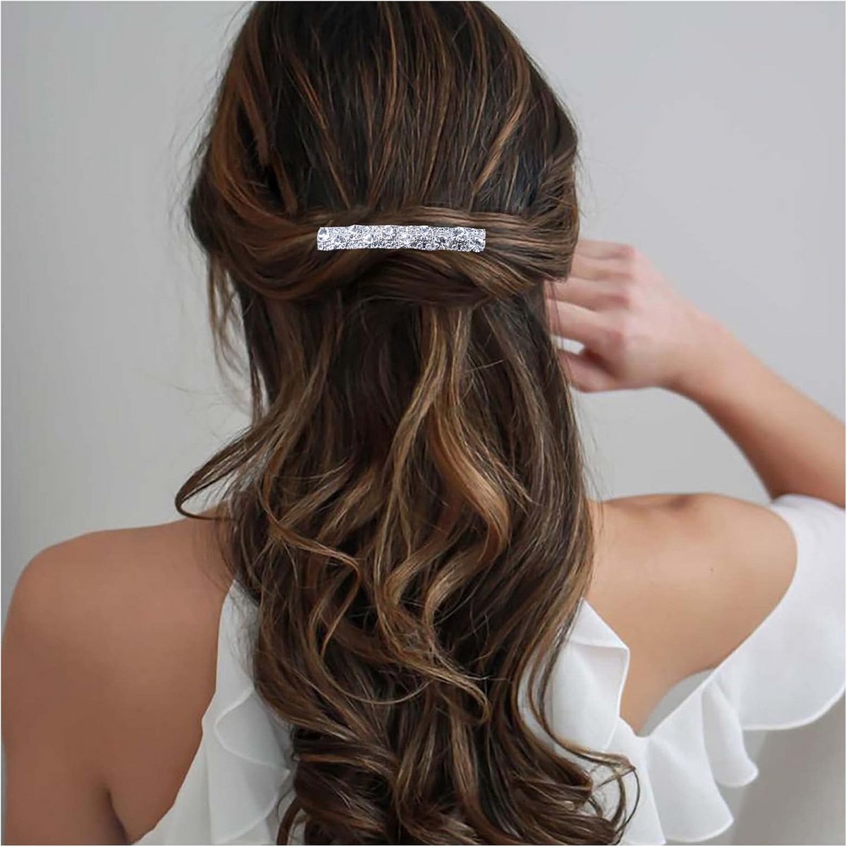 Vintage Boho Kristallen Haarspeld Zilver Glamoureuze Bruidshaaraccessoire