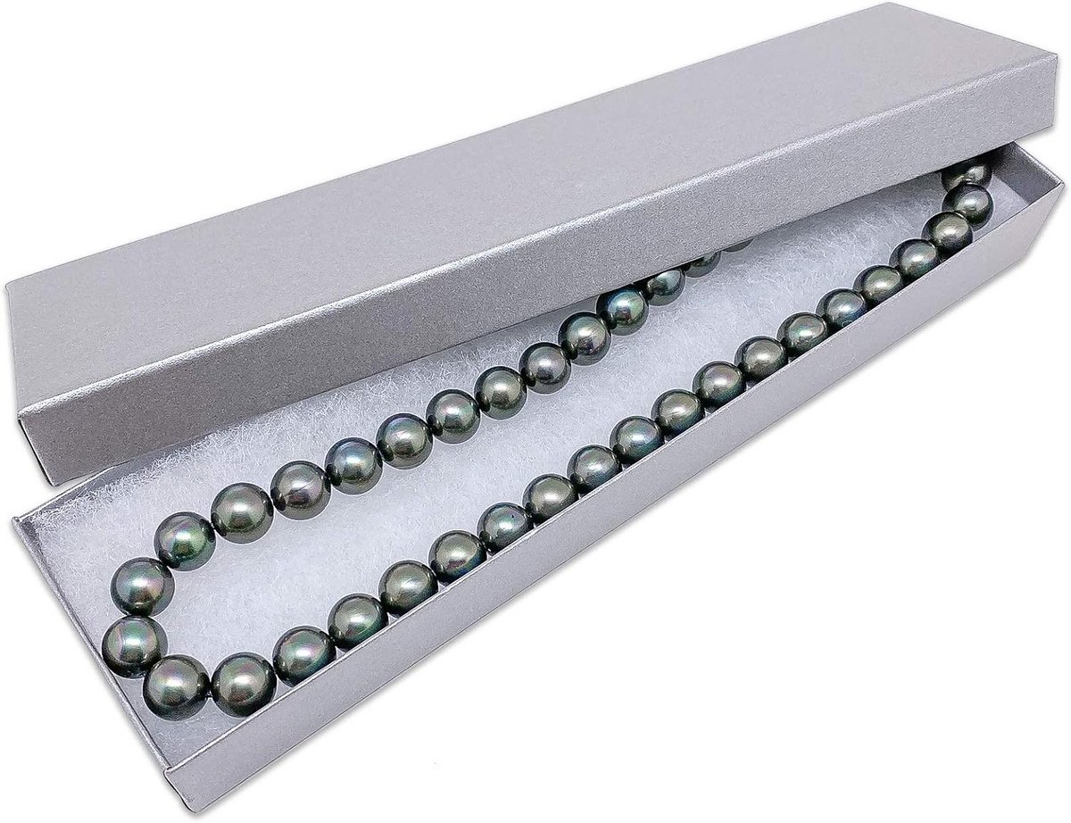 100x Katoenen Gevulde Kartonnen Sieradendoosjes - Parelgrijs - Cadeaudoos voor Kettingen, Horloges en Armbanden