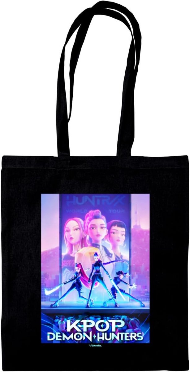 K-Pop Demon Hunters Zwarte Tote Bag - Herbruikbare Milieuvriendelijke Draagtas