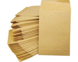 100 Stuks - Mini-zakjes Van Kraftpapier - Papieren zakjes - 10x6 cm - Bruin - Cadeauzakjes / Verpakking zakjes - Zaadzakjes van kraftpapier - Enveloppen - Zelfklevende - Voor zaden, kleine onderdelen, postzegels of opbergzakjes voor tuin, kantoor