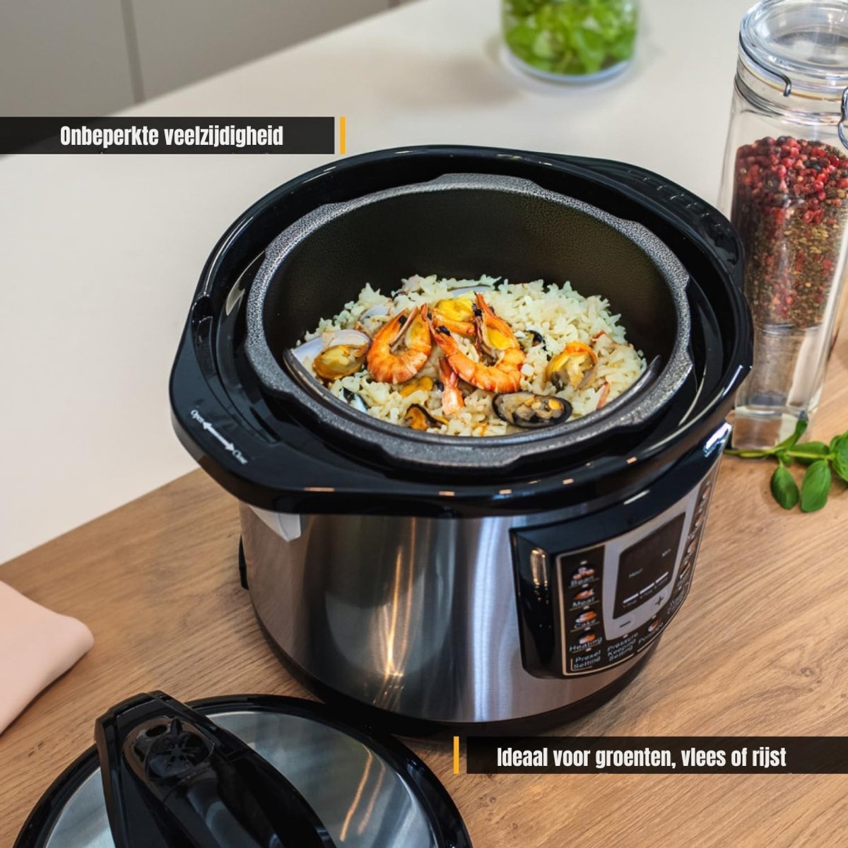 Aurixi® Multicooker Slowcooker - Zwart en Grijs - afbeelding 3