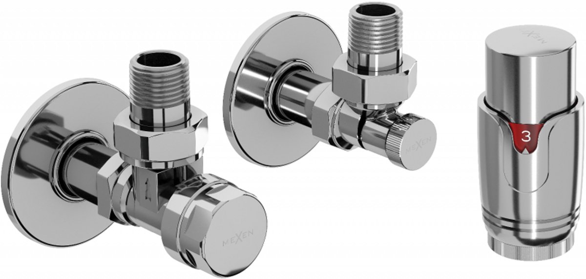 Mexen G00 hoek thermostaatset met R-afdekking, chroom - W901-900-904-01
