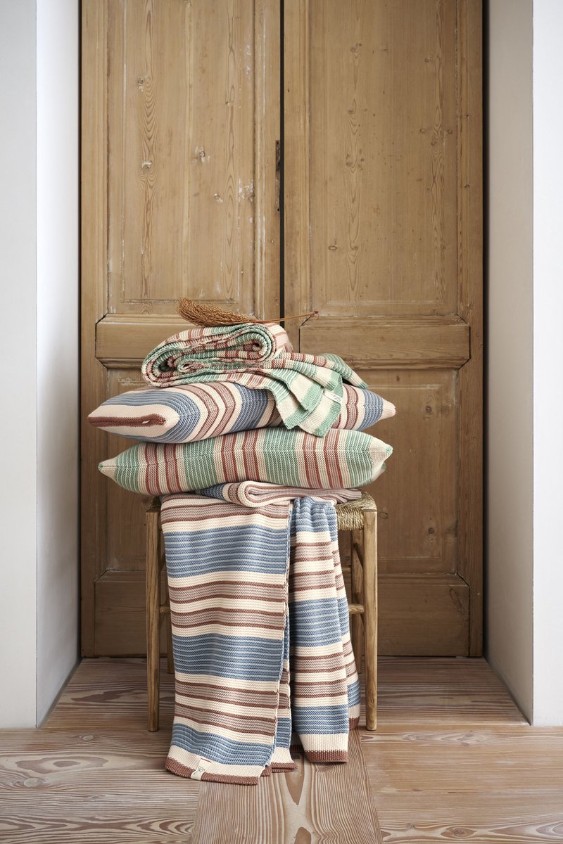 Pip Studio Bonsoir Combistripe Throw Plaid - 130 x 170 cm - Groen