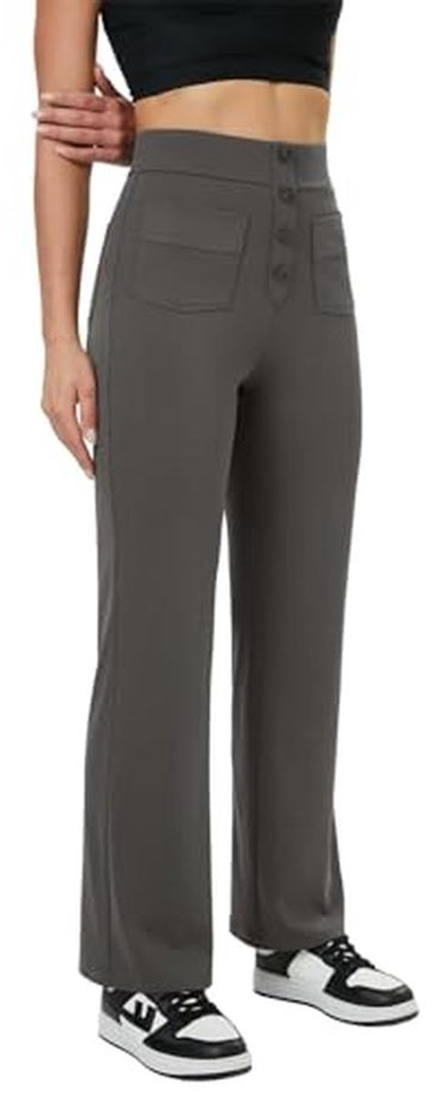 Dames Hoge Taille Sportbroek met Rechte Pijpen en Zakken — afbeelding 2