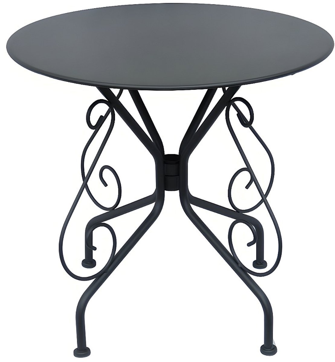 Vente-unique Tuintafel van metaal met smeedijzer aspect - antraciet - GUERMANTES L 80 cm x H 71 cm x D 80 cm