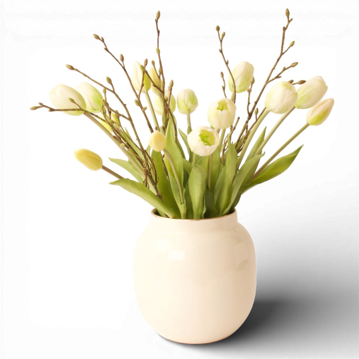 Winq Gebonden Boeket Witte Tulpen met Tillia-kunst tulpen-kunstbloemen