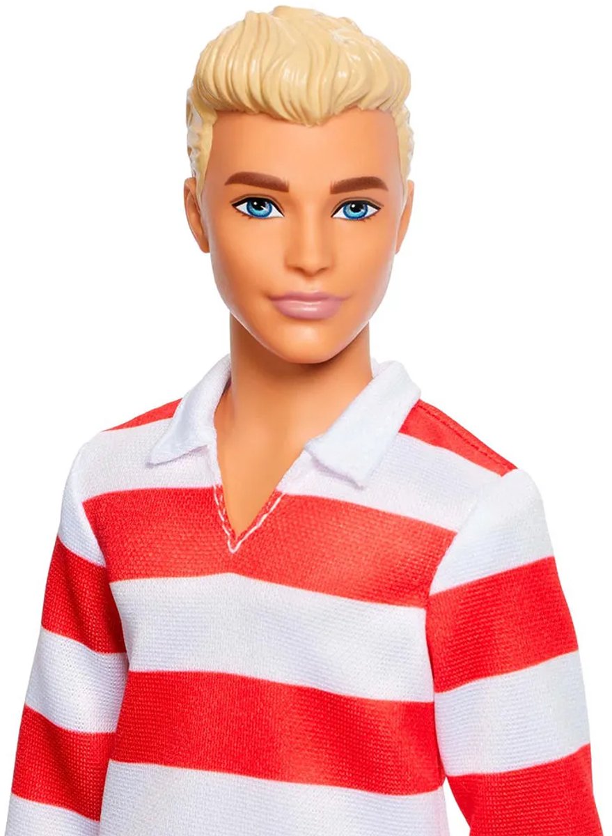 Barbie Fashionistas Ken Pop - Blond haar en rood-wit gestreepte polo — afbeelding 11