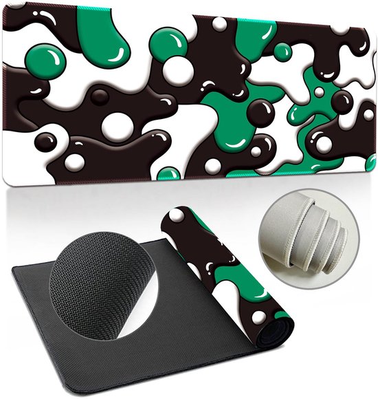Extra grote gaming muismat, bureaumat, professionele handgemaakte muismat, antislip rubberen onderkant, gestikte rand, geschikt voor desktop gaming, laptops en desktopcomputers, 80x30 cm, kleur-19