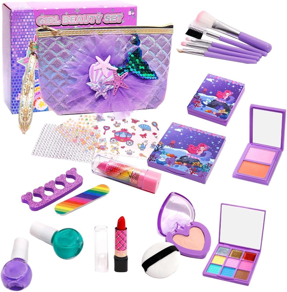 Kinder Make-up Set - Speelgoed Cosmetica - Spelen en Leren - Makkelijk Afwasbaar - 21 x 17 x 8 cm