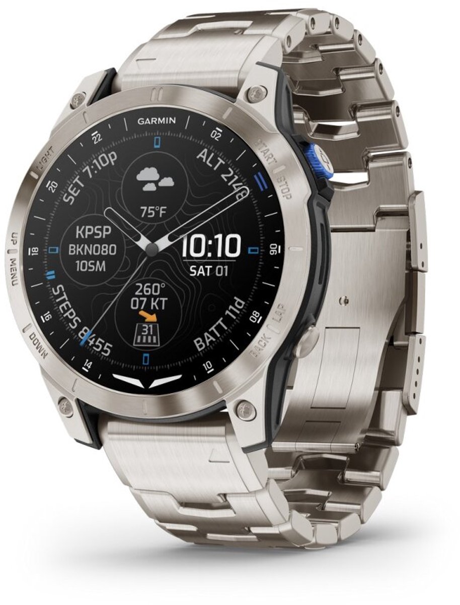 Garmin - 010-02582-51 - D2™ Mach 1 - Smartwatch met geventileerde titanium band en extra zwarte siliconen band