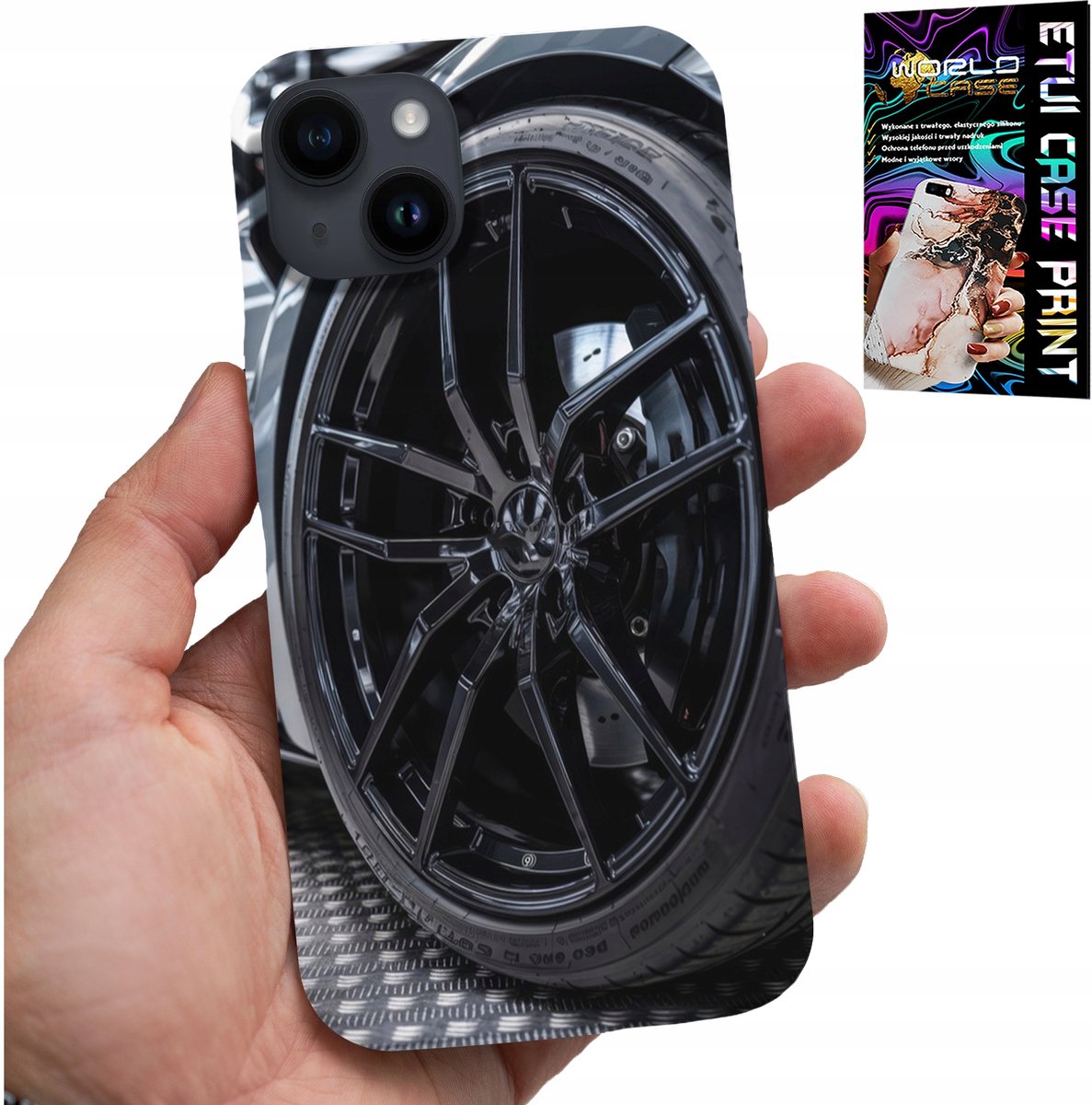 HOESJE VOOR IPHONE 14 PLUS - RIM SPORTS CARS AUTO VENTILATOR + GLAS