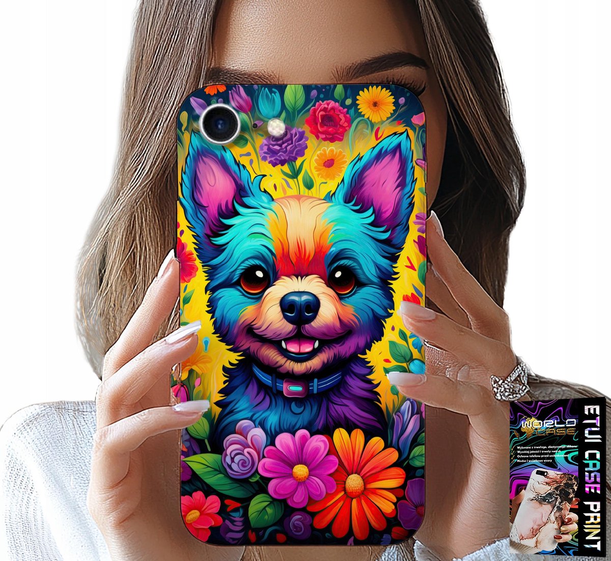 HOESJE VOOR IPHONE 7 / 8 / SE2 - BLOEMENPATROON DOG YORK PLECS